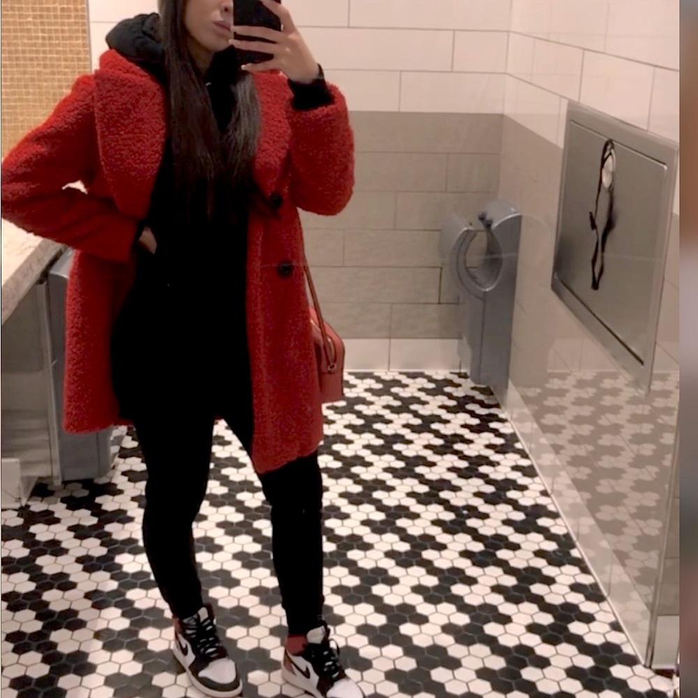 Zara Red Furry Coat